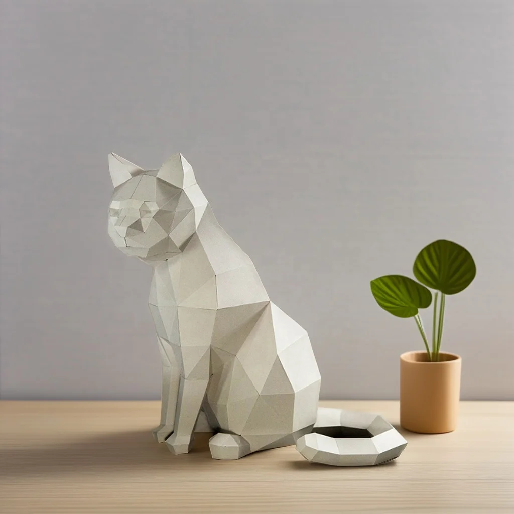 White Cat 3D Origami Paper DIY Handmade Art,Home Decor,Educational Interests,Holiday Parties,DIY Origami Paper Crafts
