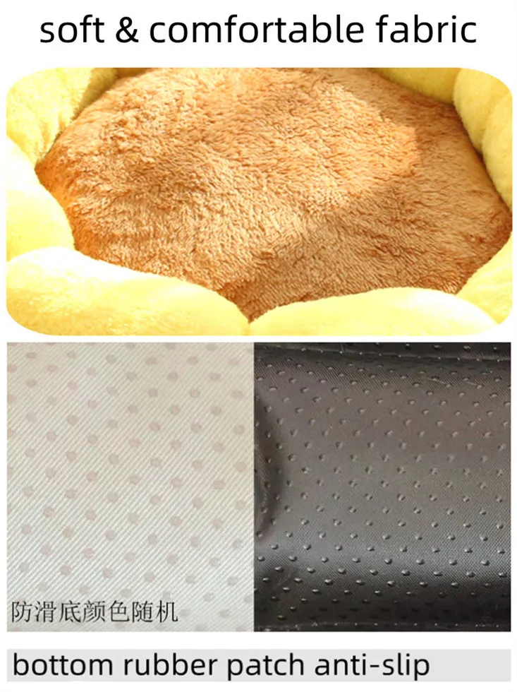 Flower Petal Puppy Bed Soft Stuffed Pet Thickened Pad Sleeping Nest Winter Animal Warm Kennel Pet Sofa