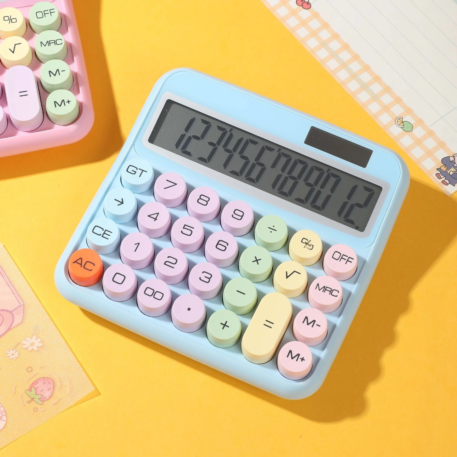 Solar Electronic Colorful Calculator Fashion Office Student Computer Foreign Trade Accessory Mechanical Buttons Plastic