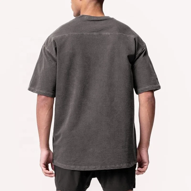 Custom logo high quality  relaxed fit oversized t-shirts pump cover gym fitness vintage acid wash t shirt for men Aci