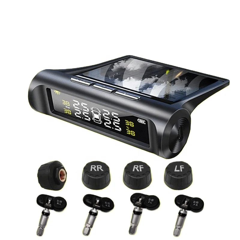 Universal Solar Charging Digital Monitor External Car Alarm TPMS Tire Pressure Sensor Gauge TPMS Temperature