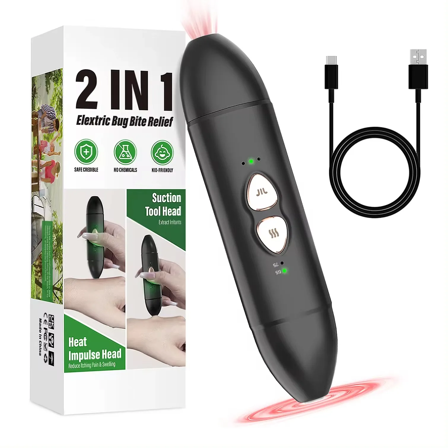 2 in 1 electric bug bite instrument to relieve itching heat and absorb bite toxins to relieve itching