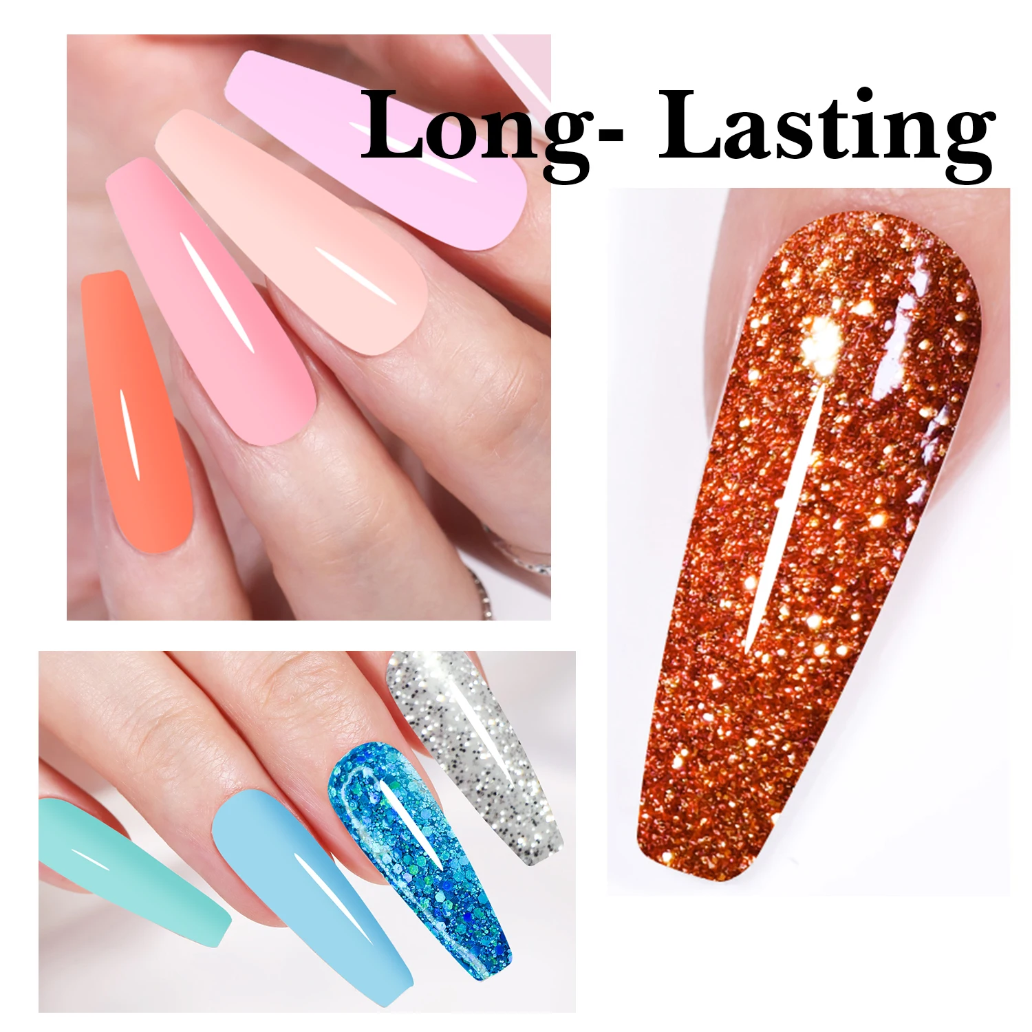 Nail Art Beauty Powder 6 Colors Dipping Powder Nail Kit(Dip Powder&Dip Base Top& Nail Brush)