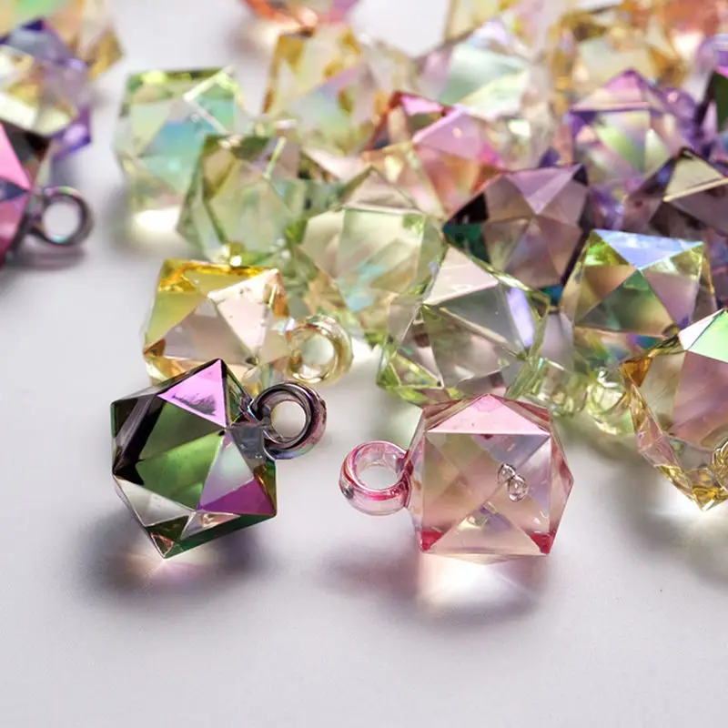 New Crystal Ab Color Glass Crystal Square Plastic Acrylic Beads Chandelier Beads for Jewelry Making Deco