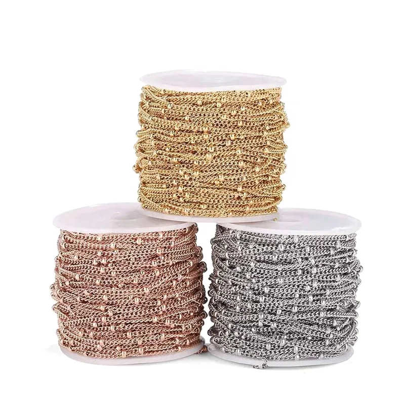 Wholesale stainless steel waterproof 18k gold filled chain roll extension O Cross Chain jewelry Make body chain diy jewelry