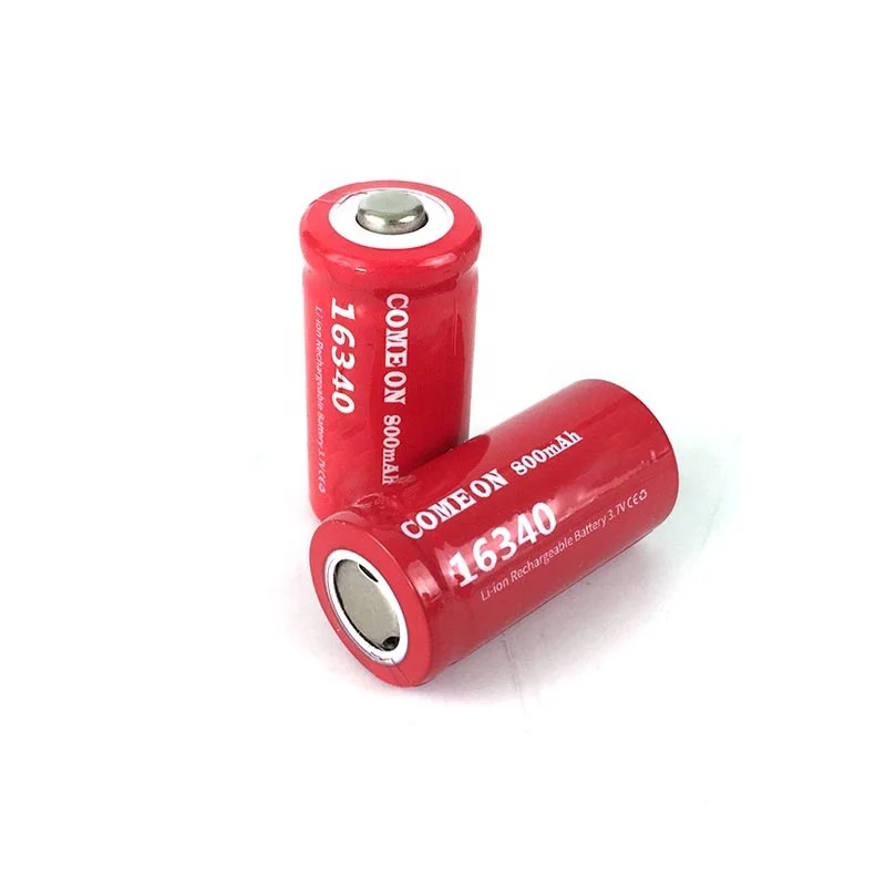 CO Red 800mah 16340 Lithium Ion Battery 16340 3.7V Rechargeable Battery Sold by Shenzhen Factory