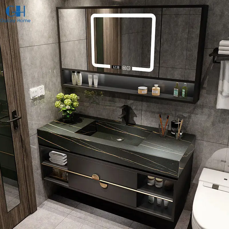 Europe Style Panel Bathroom Vanity Cabinet Furniture With Single and Double Sinks And Mirror Wash Basin For Hotel Bathroom