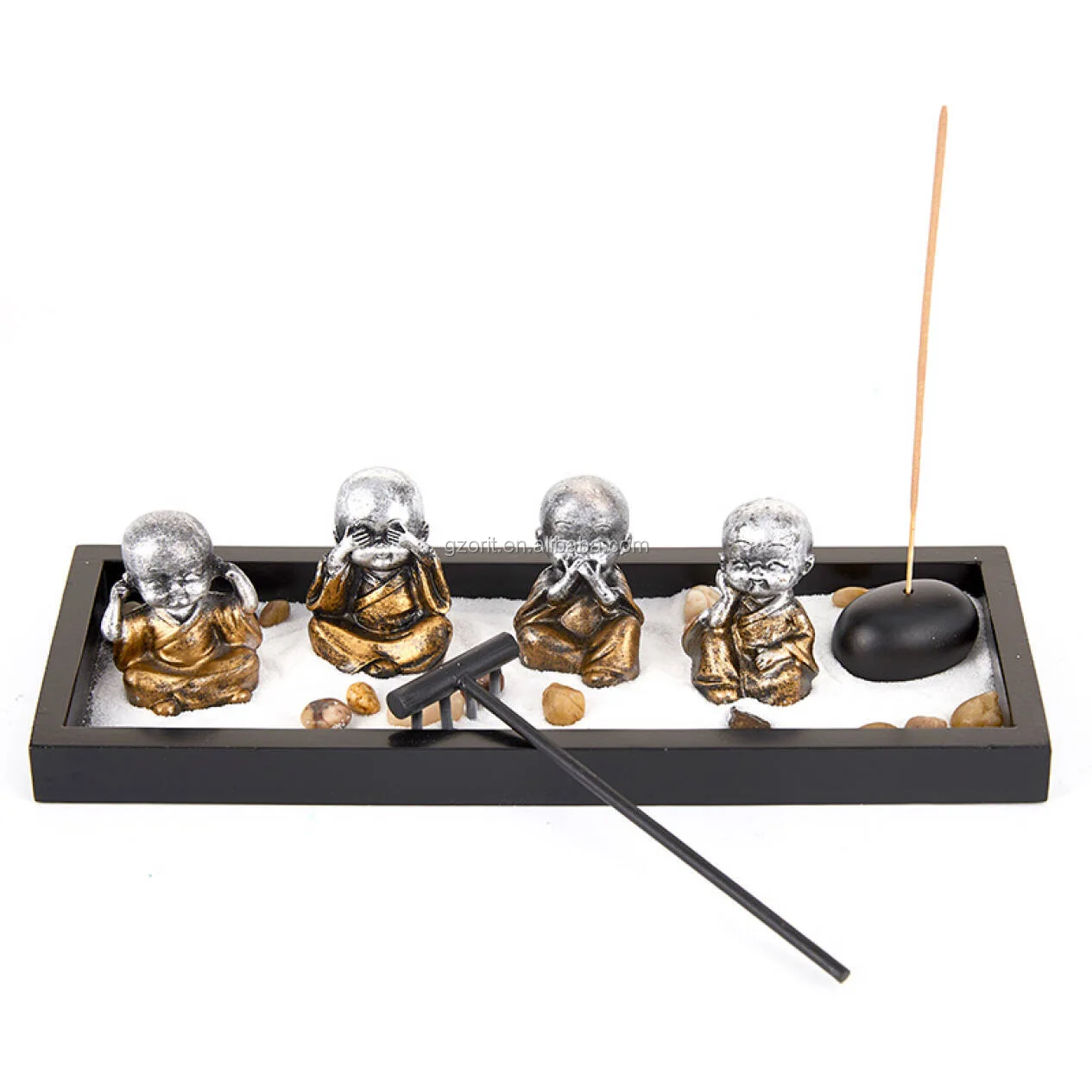 custom indoor tabletop small zen mini garden miniatures ying yang buddah ying yang rake sand box zen garden