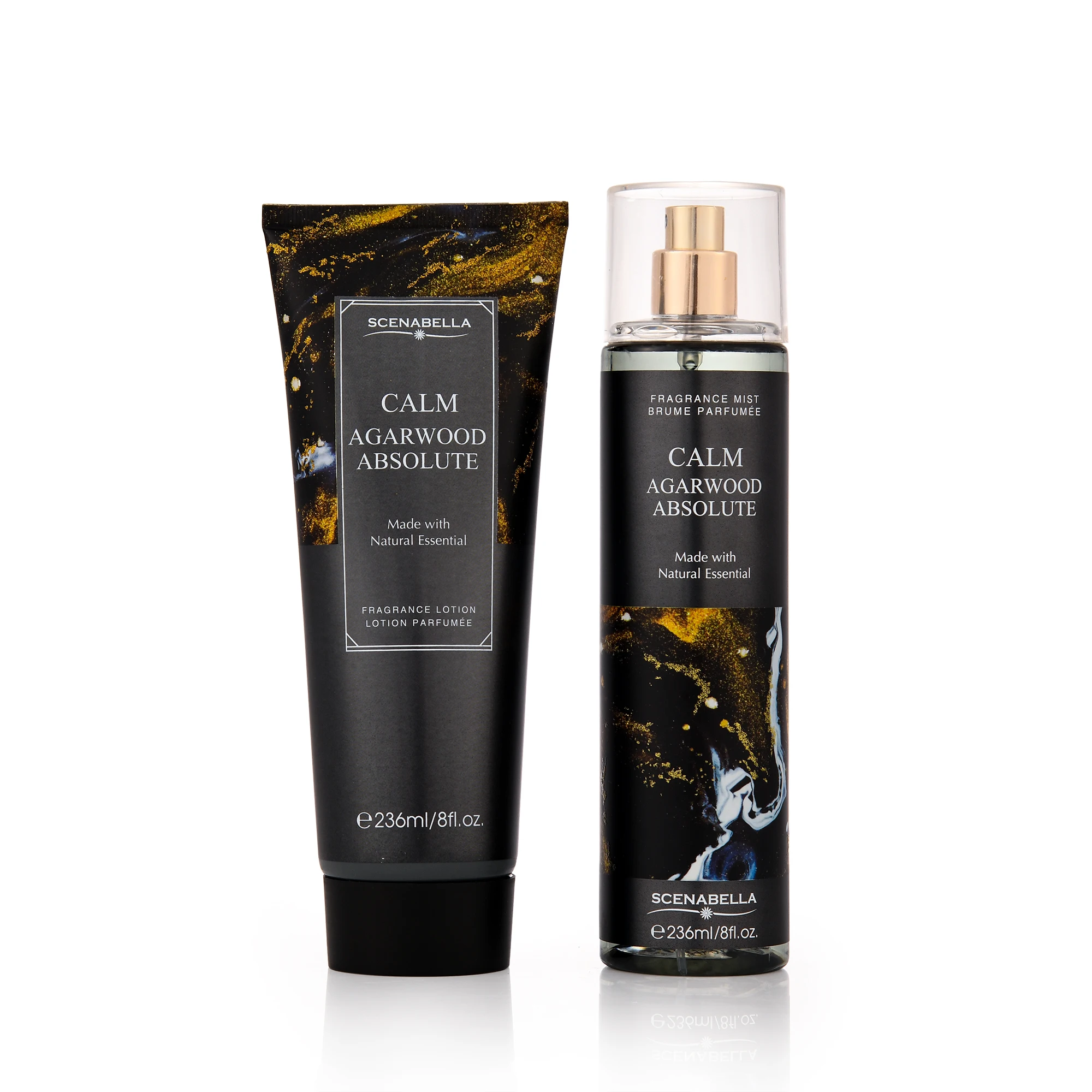 Private Label Gift Set Black Packaging Body Spray Body Cream Perfume Suit For Men