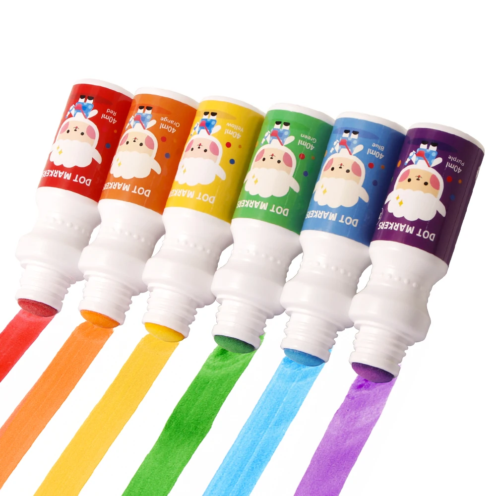 OEM NEW SUPERDOTS 40ml Dot markers washable 6colors art painting kit 18mm tip dab dots doodle line drawing cards easy wash