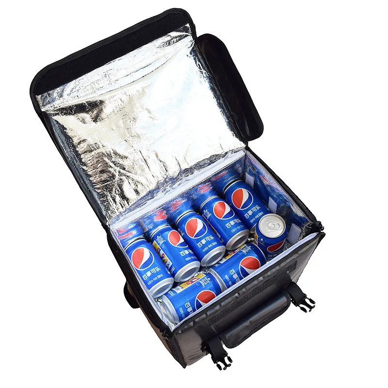 
New style black waterproof durable food delivery backpack outdoor picnic Insulated thermal bag thick delivery cooler bag 