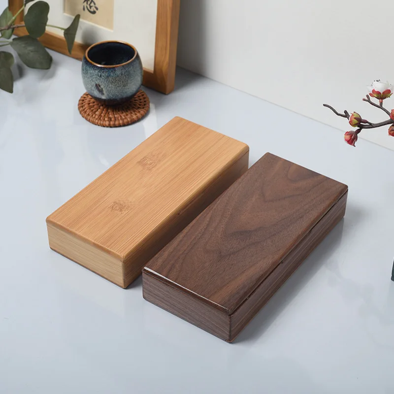 Bamboo Wood Square Magnetic Cigar Box Solid Walnut Lacquer for Jewelry Storage and Gift Presentation