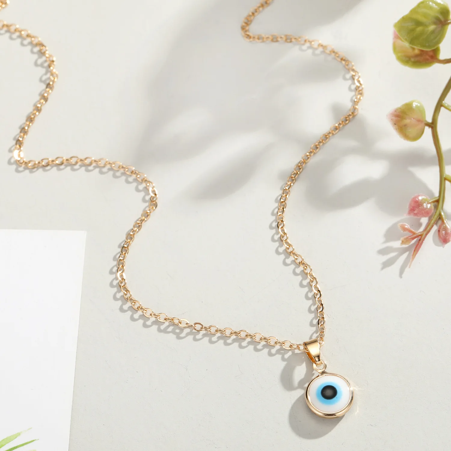  2021 fashion women blue Devil Eyes Pendant necklace Jewelry 18K gold plated