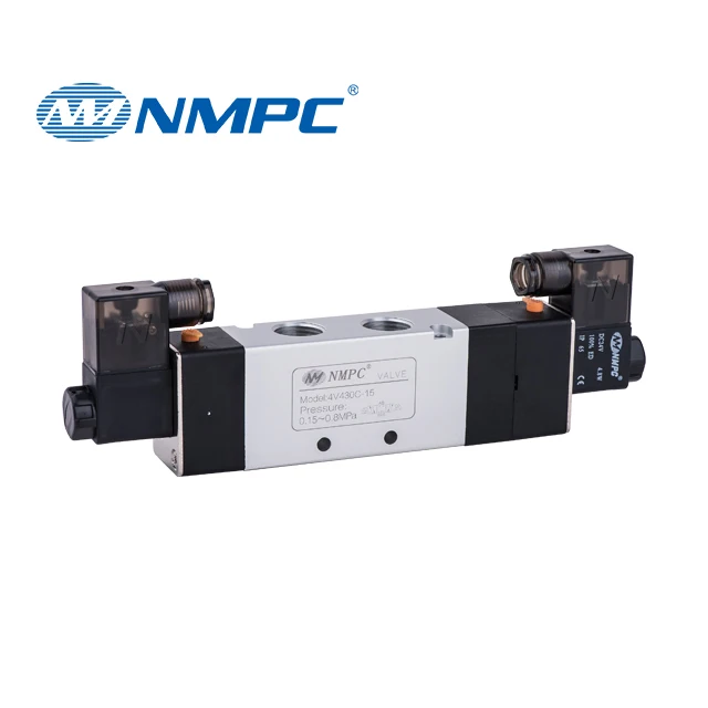 Air Control Valve G1/8' NPT 3 Position 5 way Pneumatic Solenoid Valve 4V430C-15 4V430E-15 4V430P-15