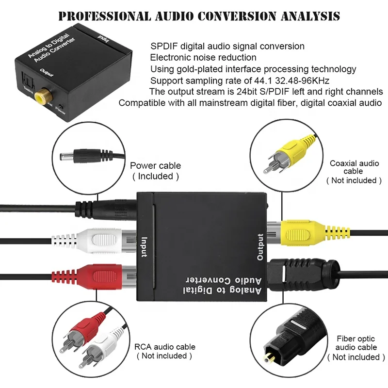 Xput Analog-To-Digital Converter Analog Audio Signal To Digital Optical Fiber Spdif Coaxial Audio Signal Converter Adapter