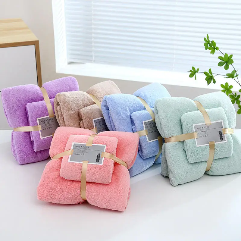 Hot selling new coral velvet towel soft absorbent adult and children face hand towel household towel sets