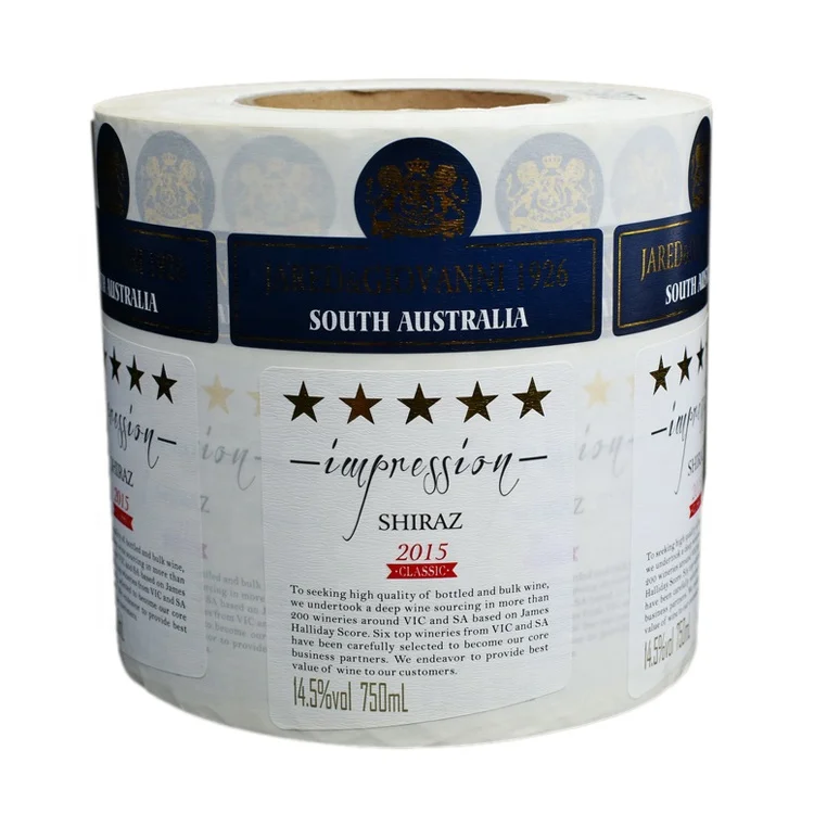 High Quality manufacturer custom design glass bottle sticker wine label logo printing