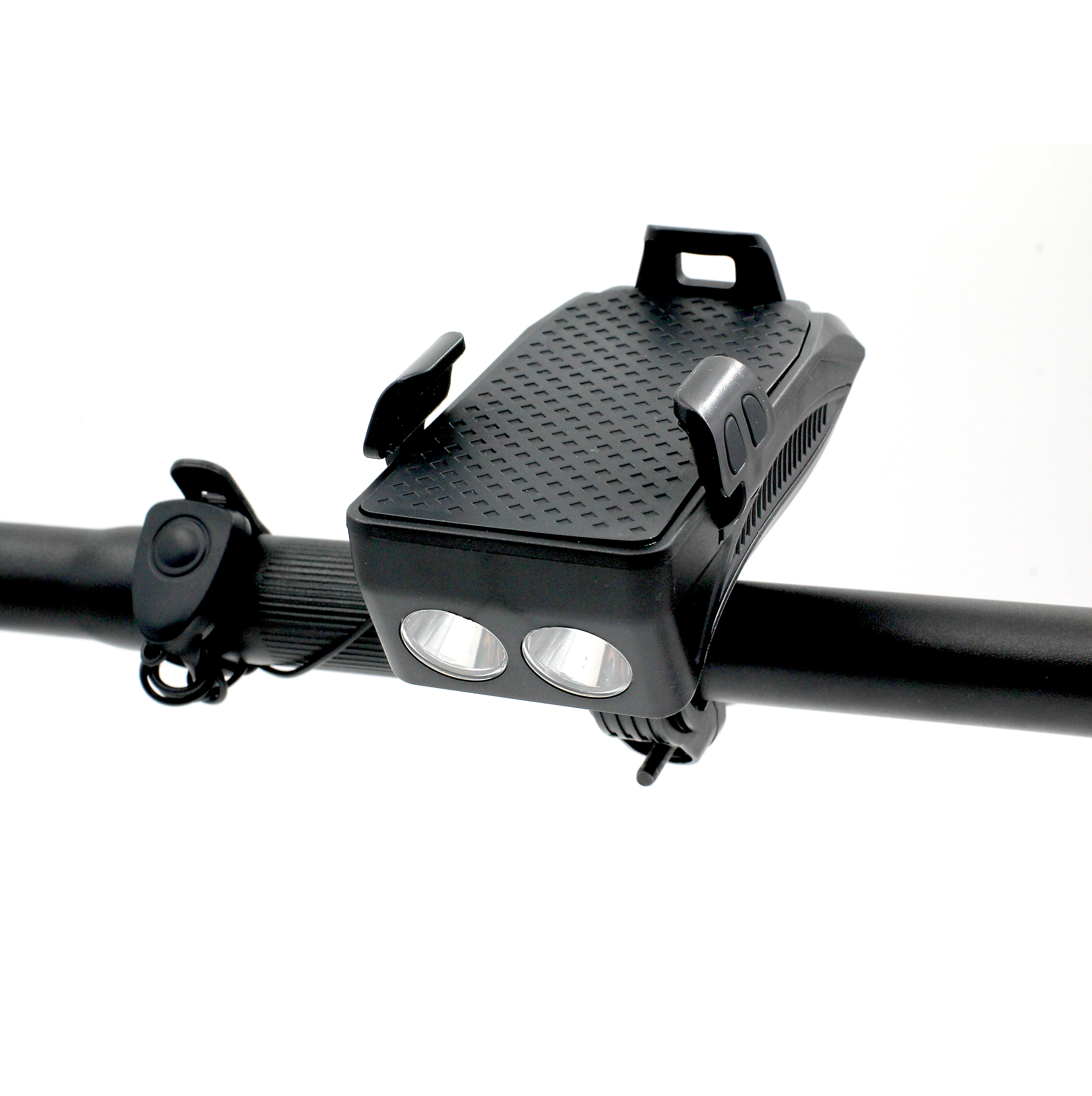 REYGEAK Bicycle 400LM Headlight USB Headlamp LED  Lamp Recharging Power Bank With Mobile Phone Holder Bike Cycling Horn Light