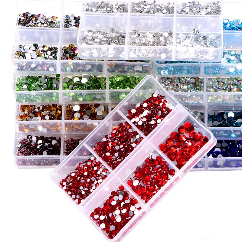 Прямые продажи с фабрики, разные размеры, Блестящие кристаллы без горячей фиксации, набор страз с плоским основанием для дизайна ногтей (1600262724430)