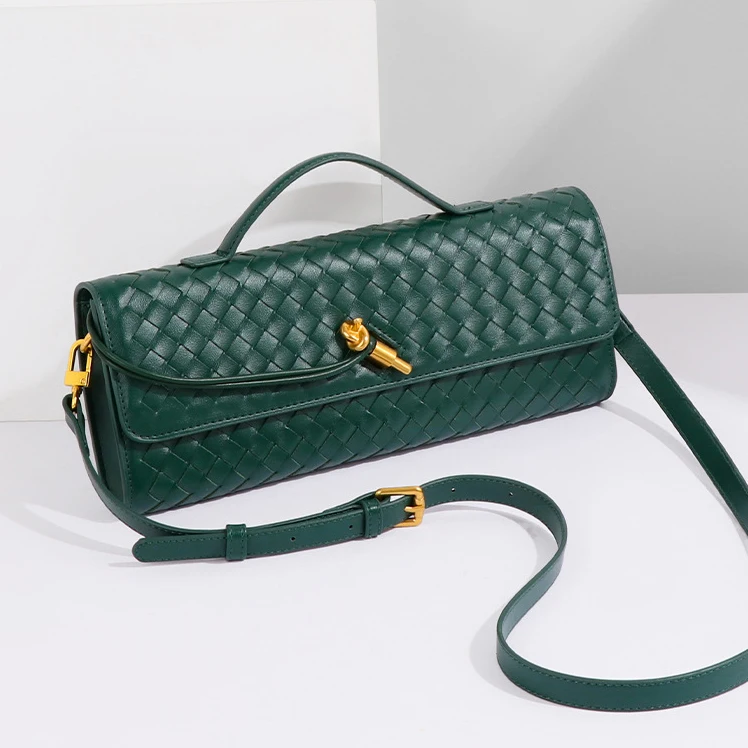 New Arrival Ladies Colorful Braided Long Hand Clutch Bags Fashionable Guangzhou Lock Woven Shoulder Bag Accept Customization