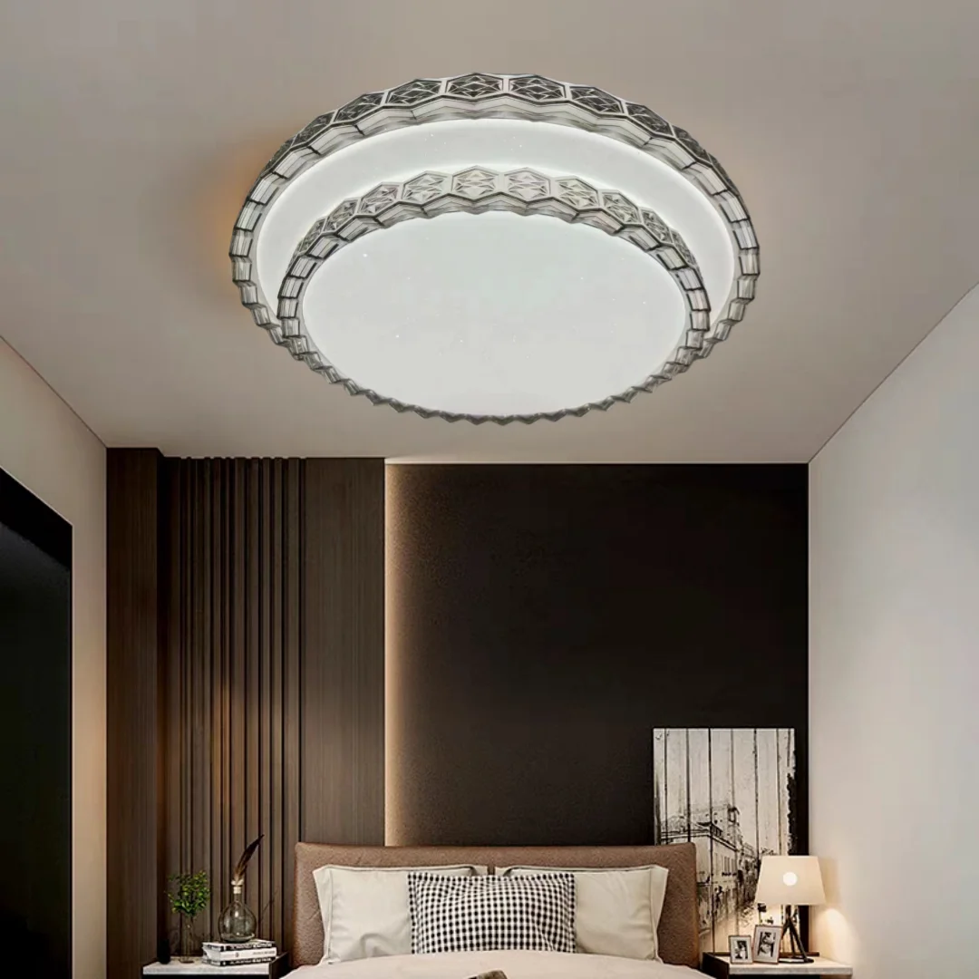 Luxury Home Led Ceiling Light Modern Round 2-tiers crown Lighting for hotel lobby