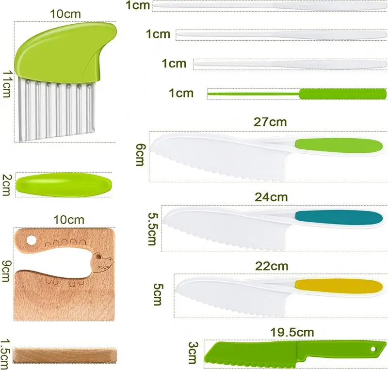 Customized Kids Knife Set Vegetable Cake Kitchen Knife Set Hands Free Plastic