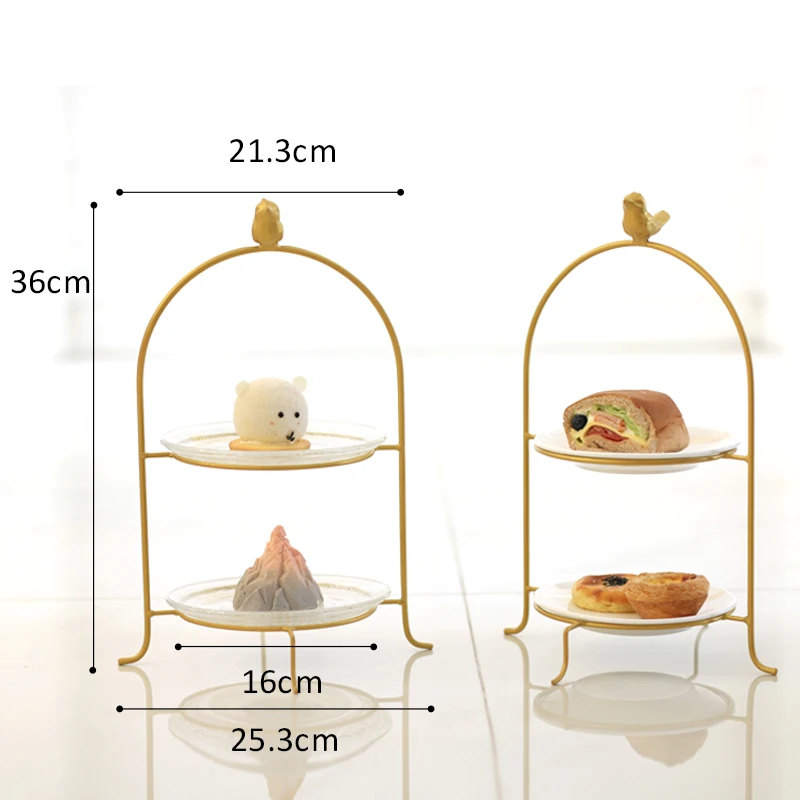 Modern Style Creative dessert display rack with glass plate iron wire gold cake stand other wedding decorations