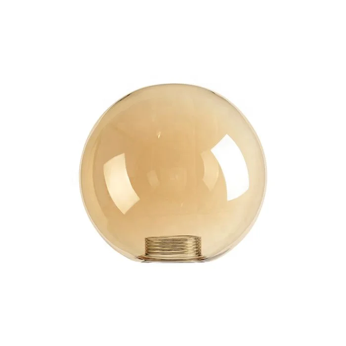 Handmade Replacement Round Amber Colored Screw Borosilicate Glass Globe Light Shade Lamp Cover with Internal G9 Thread