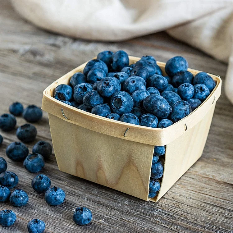 high quality 4 x 4 inch pint veneer fruits baskets small wood box party decors