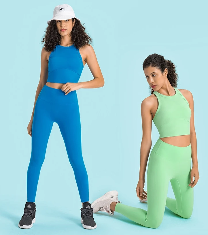 Custom Logo High Quality Lycra Spandex Fabric Gym Fitness Yoga Set Women Workout Sports Clothing Bra And Leggings 2 Piece Set