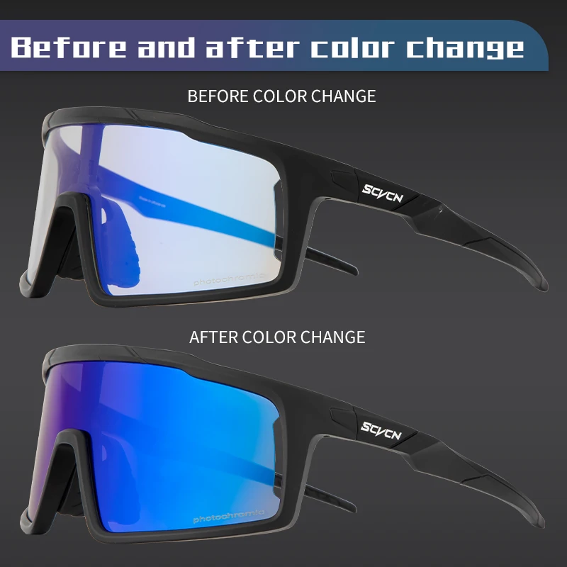 Red Blue Photochromic MTB Cycling Glasses Men Women Outdoor Running Polarized Goggles UV400 Bike Bicycle Eyewear Sunglasses