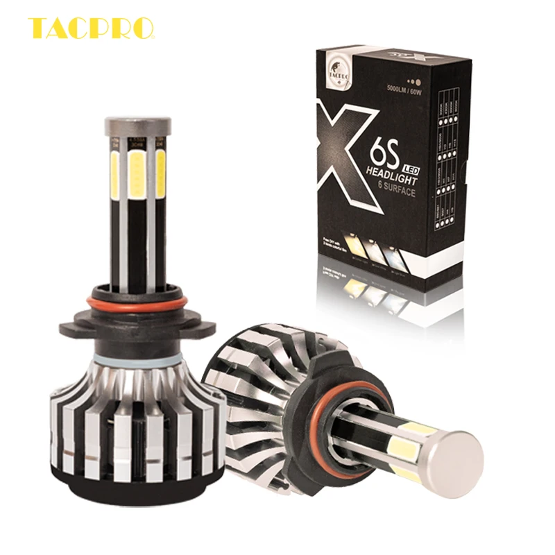 72Watts 6-Hedron Car LED Headlight H3 H7 9005 9006 Wholesale Headlight Bulb COB Chip