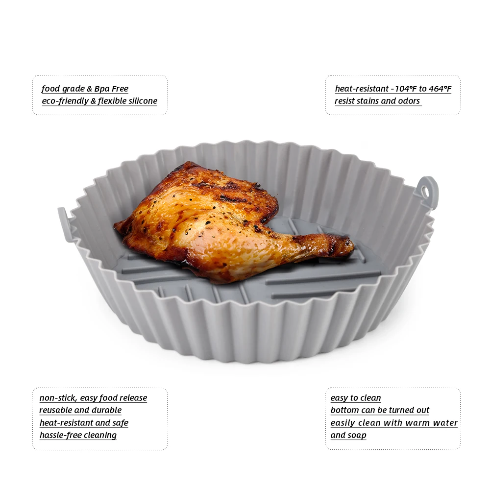7/8 Inch Square Shape Reusable Silicone Pot Air Fryer Food Safe Oven Baking Tray Fried Pizza Kitchen Gadget S Air Fryers Liners