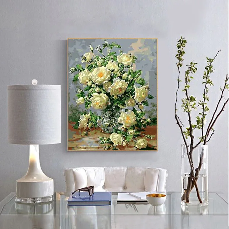 Оптовая продажа и изображениями красочного цветка картины DIY картина маслом на холсте раскраска по номерам комплект для взрослых начинающих простой