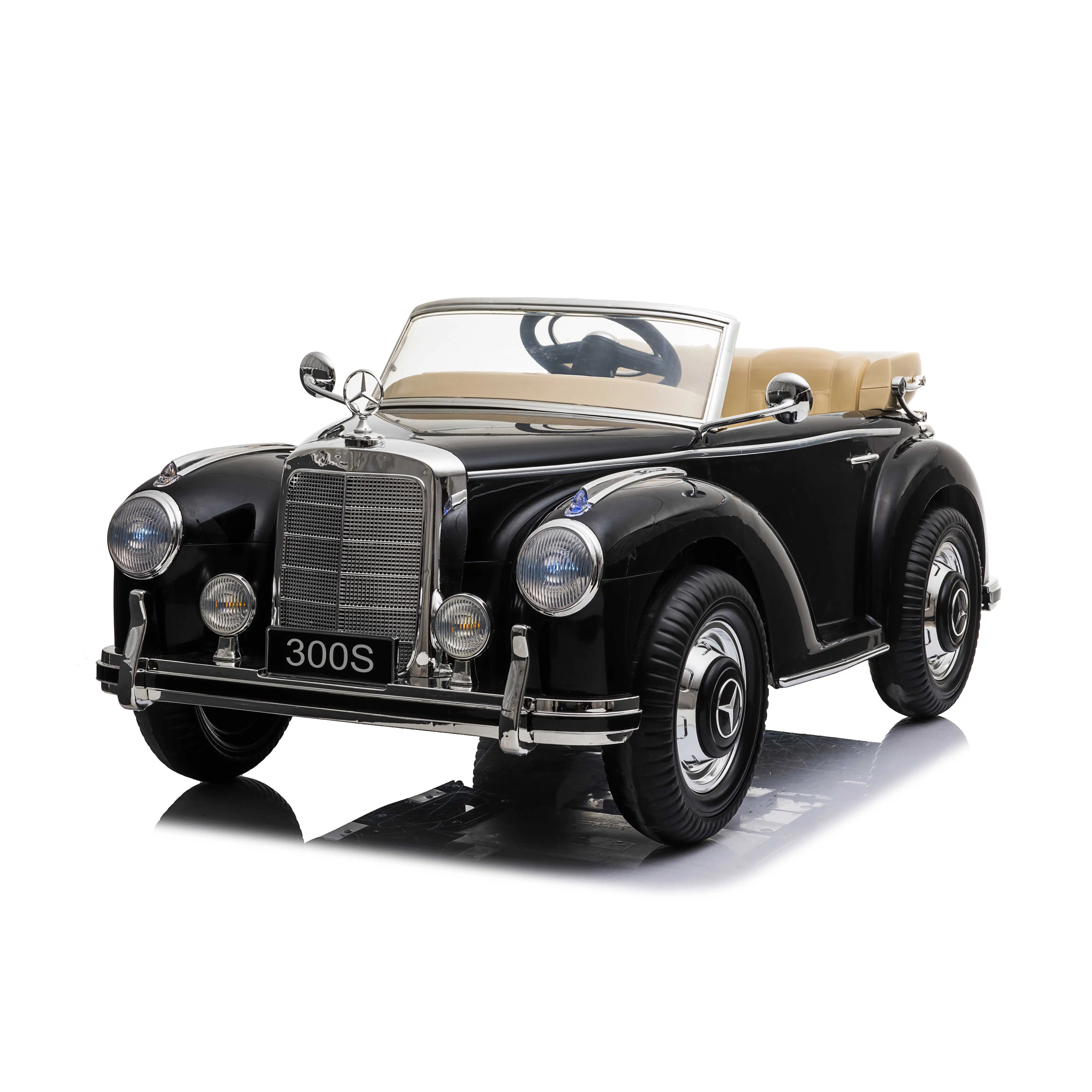 Licensed Mercedes-Benz 300S Electric Classic Car For Kids EVA Wheels With Suspension Battery Car Beige Pink Black 12V Kids Car