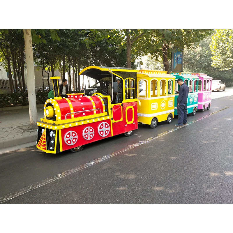 Electric Amusement Park Equipment Kids Riding Trackless Train Tourist Attraction Rides Family Games