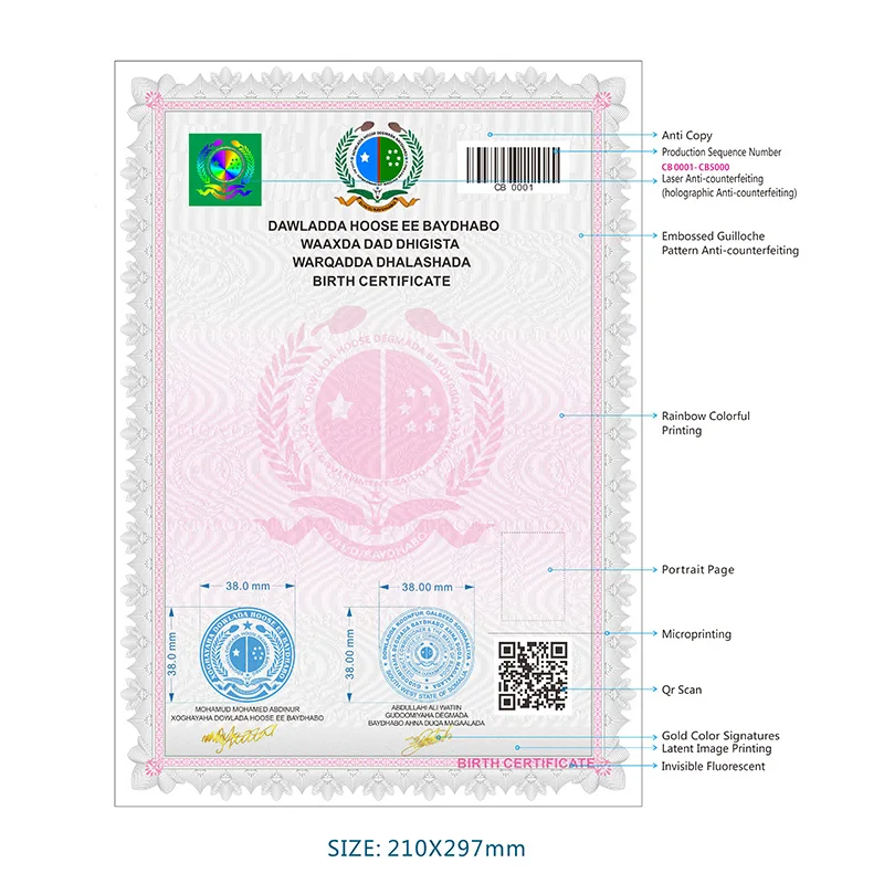 Пользовательский сертификат защиты от подделки УФ-флуоресцентный защитный шаблон для печати антикопировальный безопасности