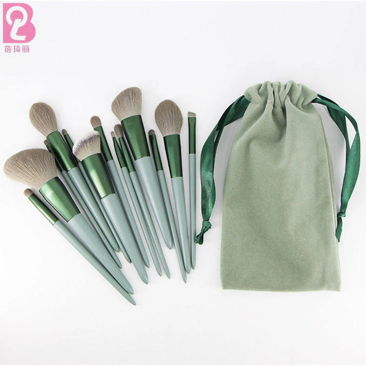 Beiqili Makeup Brush Set 13pcs Premium Cosmetic Brush Foundation Blush Concealer Eyeshadow Eyebrow Highlight Pink Make Up Brush