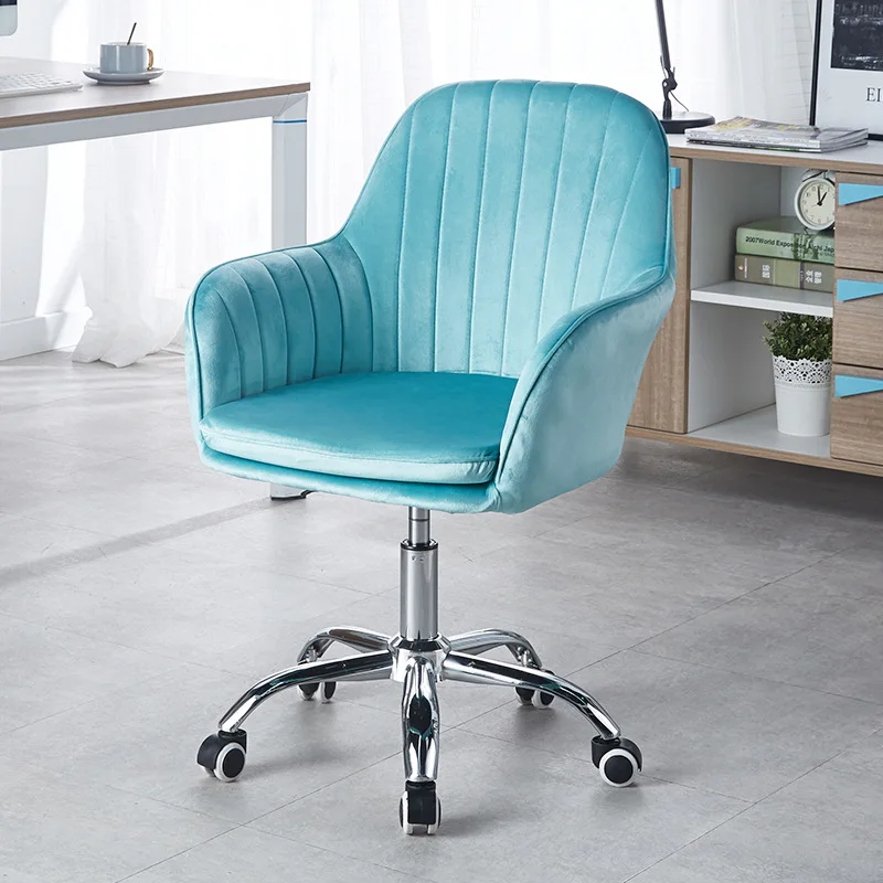 Ergonomic Wheels Pink Velvet Swivel Office Chair