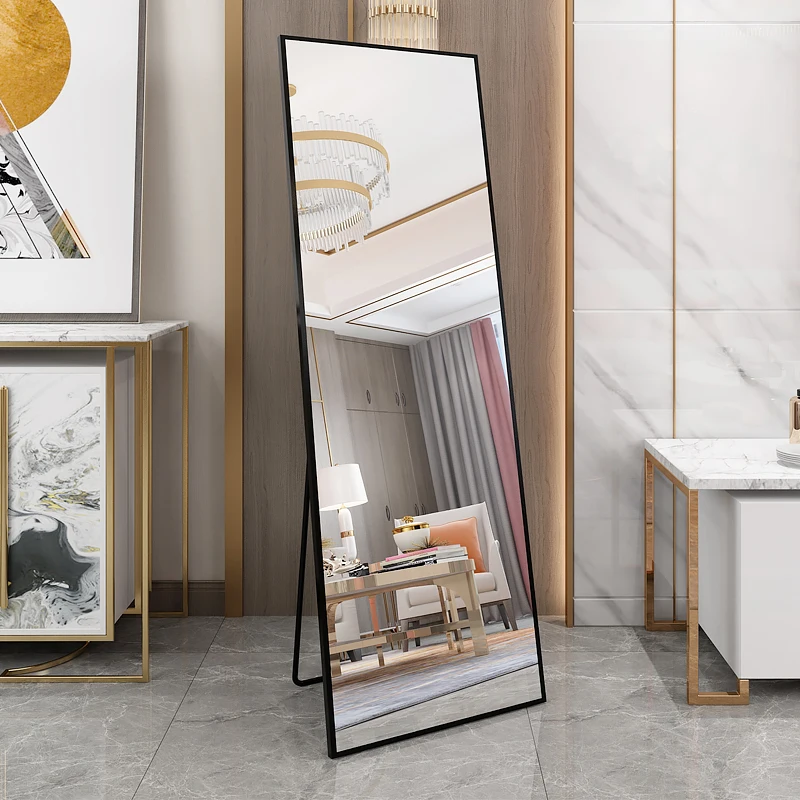 China Factory Outlet Full Body Mirror Floor Mirror New Design Luxury Wall Decor  Espejos Stand Mirrored Furniture