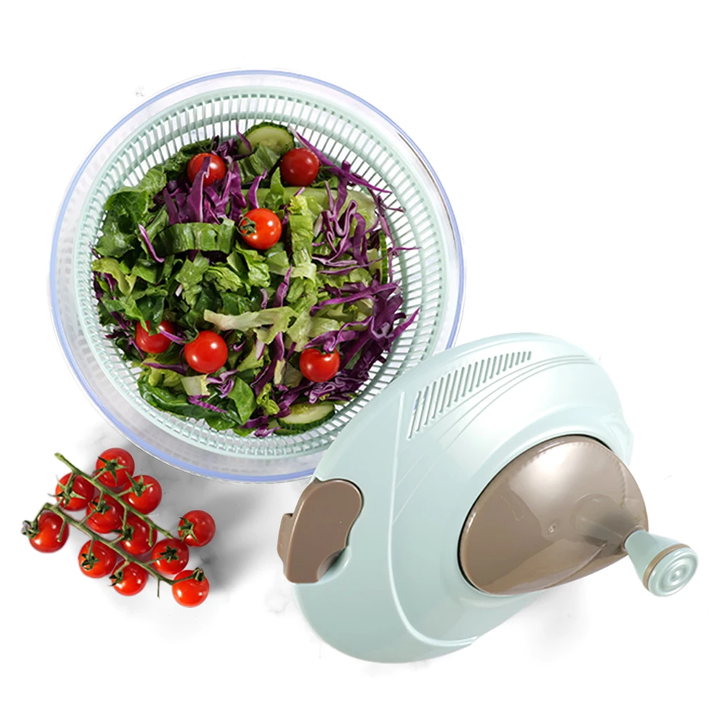 Large 4L Salad Spinner Steel and Metal Dryer for Vegetables and Fruits with Transparent Bowl Colander Easy Washing Drying
