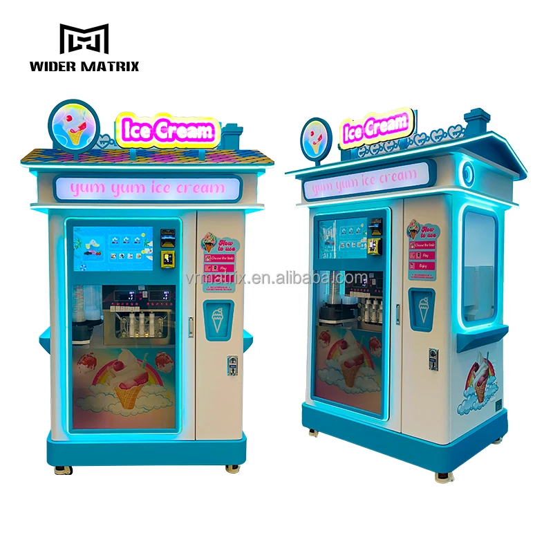 Full Automatic Ice Cream Vending Machine Outdoor Soft Ice Cream Vending Machine with Advertising Screen