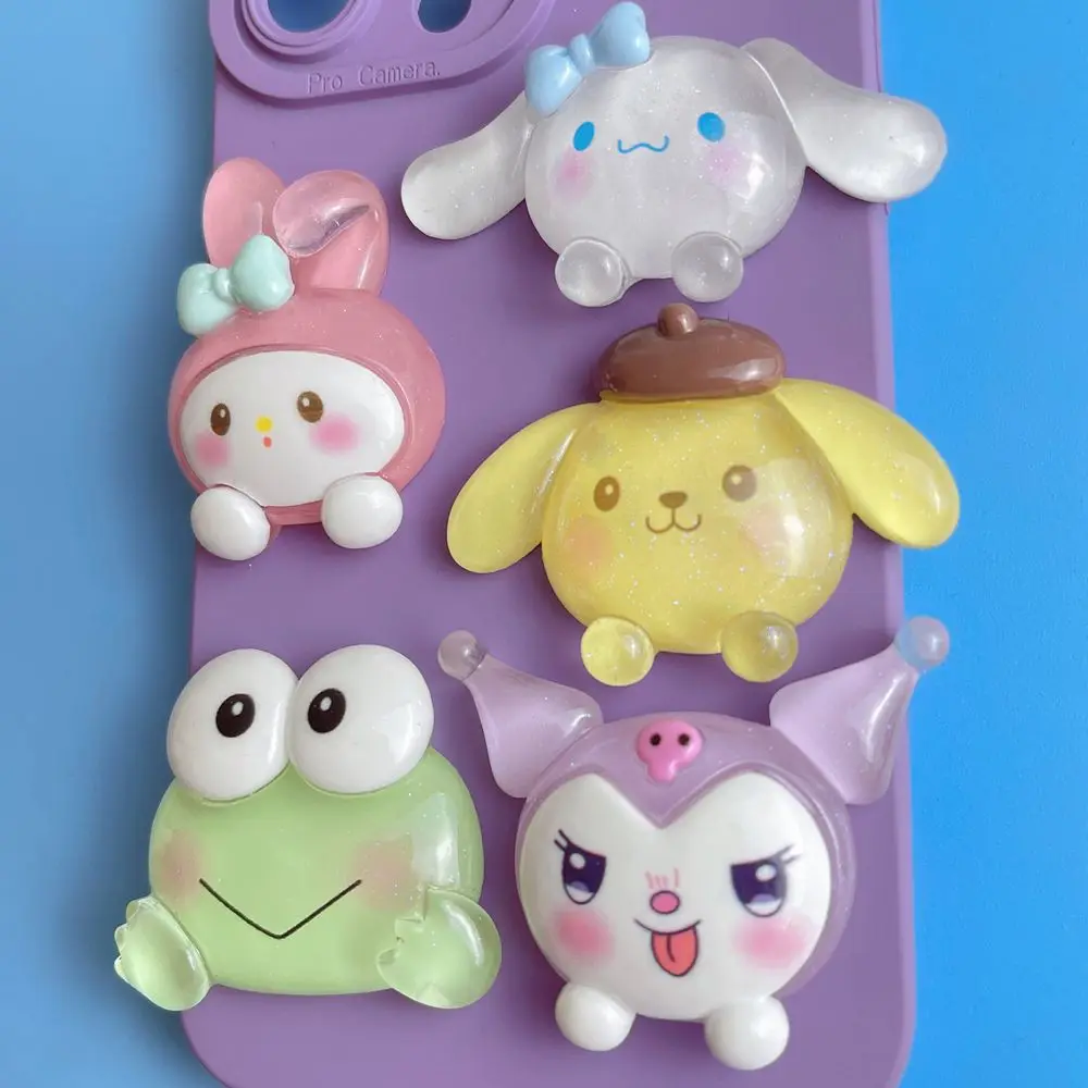 Большой Шарм из смолы Sanrio мультяшный светящийся в темноте Мелодия Kitty Kuromi Keroppi Diy Декор для телефона