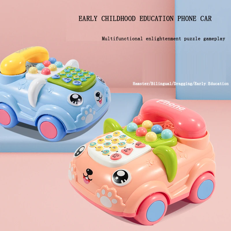 New Design Kids early educational story machine baby Cartoon Multi-function telephone bell Pull line phone plastic toys Cars