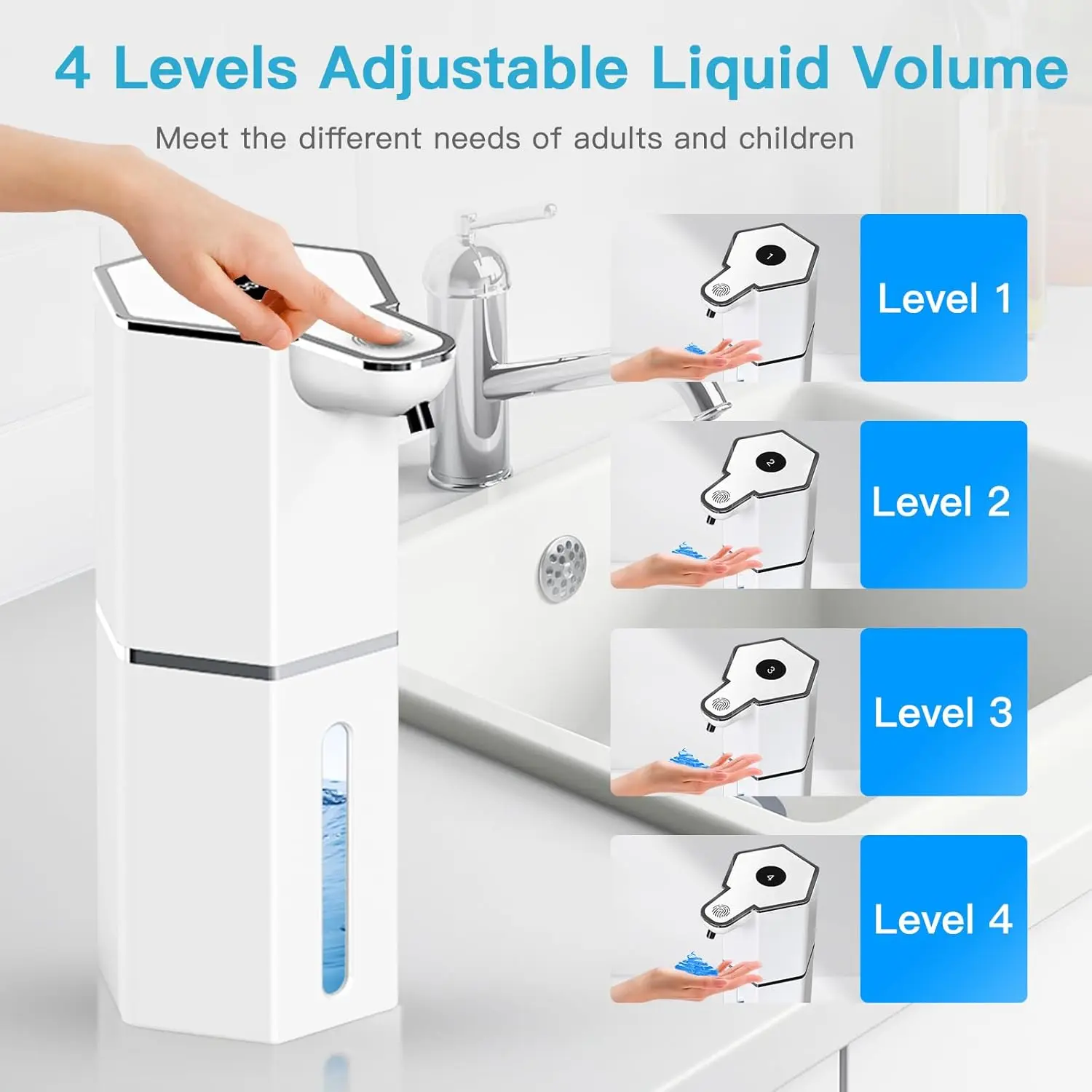 Plastic Liquid Foam Soap Dispenser White Hand Wash Foam Pump Bottle Electric Smart Bathroom Soap Dispenser