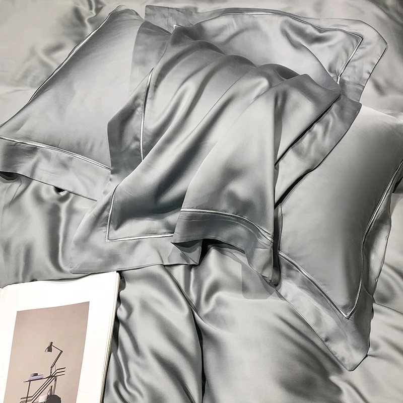 Wholesale light Grey solid plain color 60s lyocell fiber bed linen fabric