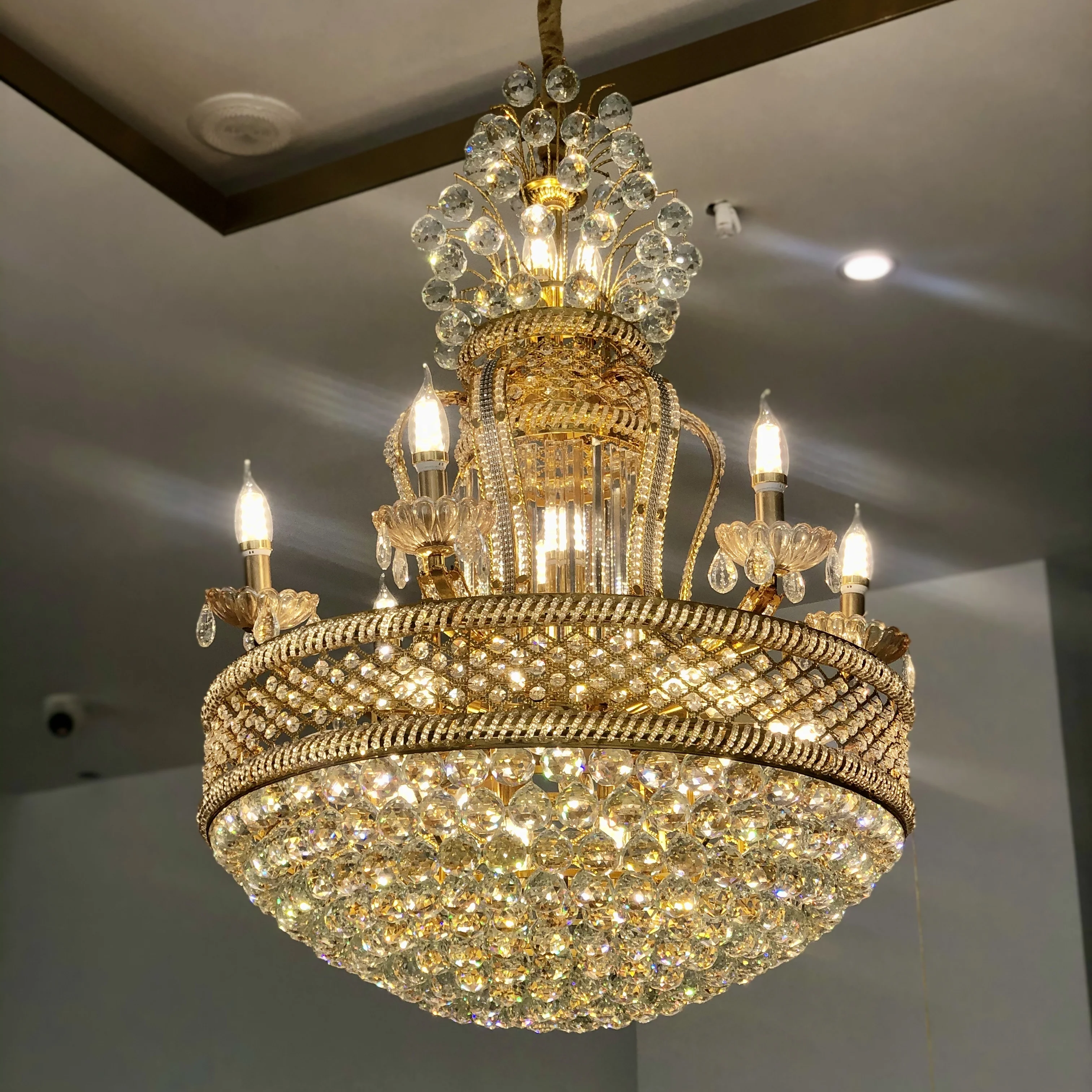 Gold Luxury Royal Egyptian Style Crystal Chandelier Pendant Light For Wedding Salon Entrance Hotel Lobby Lighting