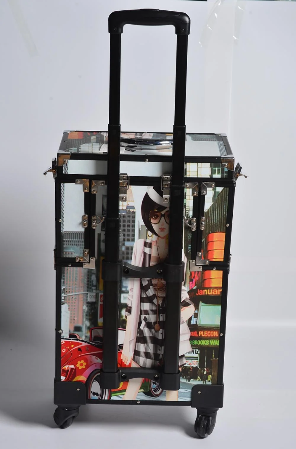 
3 in 1 professional aluminium vanity carry case cosmetic travel box makeup trolley case 