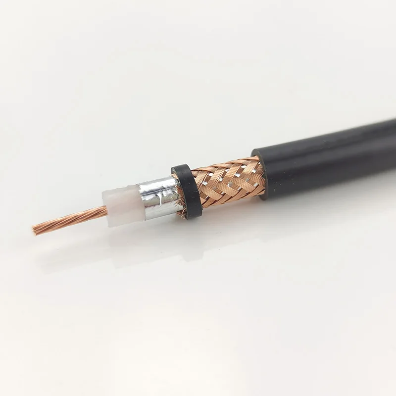 Customized Length Black Color RG8U Coaxial Cable with Connector High Quality 50 Ohms PVC PE Bare Copper Wire Rg213 Cable Price