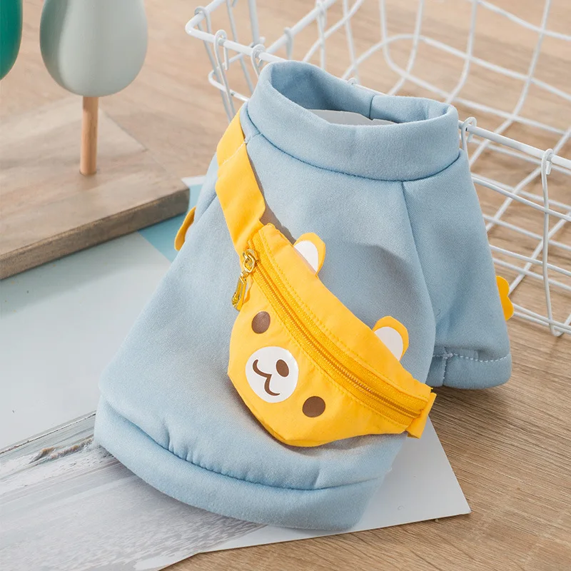 Spring Autumn Dog Casual Wear With Bear Backpack Two-legged Pet Casual Dress Clothes